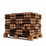 Demi-palette bois densifié Feuillus + Résineux – 480 kg, chaleur intense et longue durée